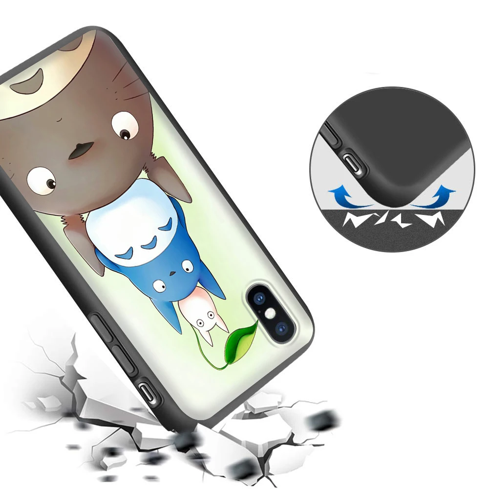 AC39 T-Totoros CAT Soft Silicone Case for iPhone X XS XR Pro Max 8 7 6 6s Plus SE Cover
