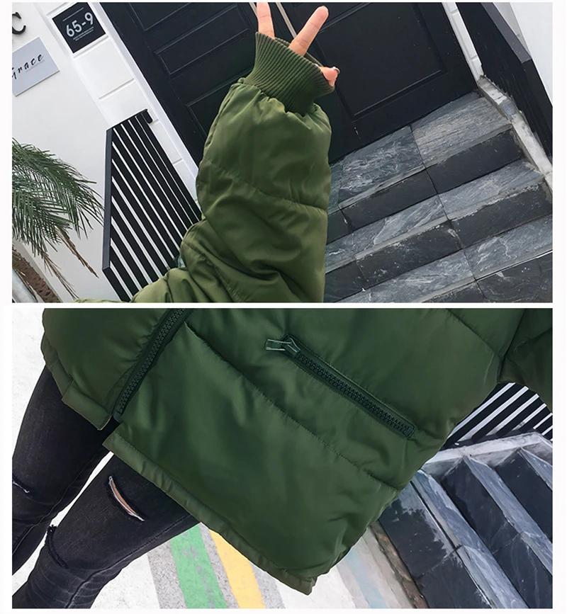 New Winter Loose Short Down Cotton Coats Women Hooded Solid Thick Warm Fashion Padded Jacket Female Clothing Black Tops Parkas