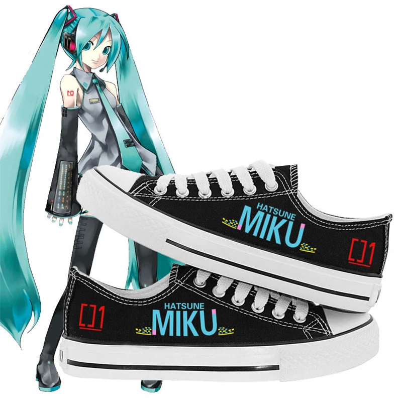 Фото Милые кеды Hatsune Miku: Новинка весенне-осеннего сезона, аниме-тематика, милый мультяшный дизайн, повседневные парные кеды в стиле Y2K, подарок на праздник №1