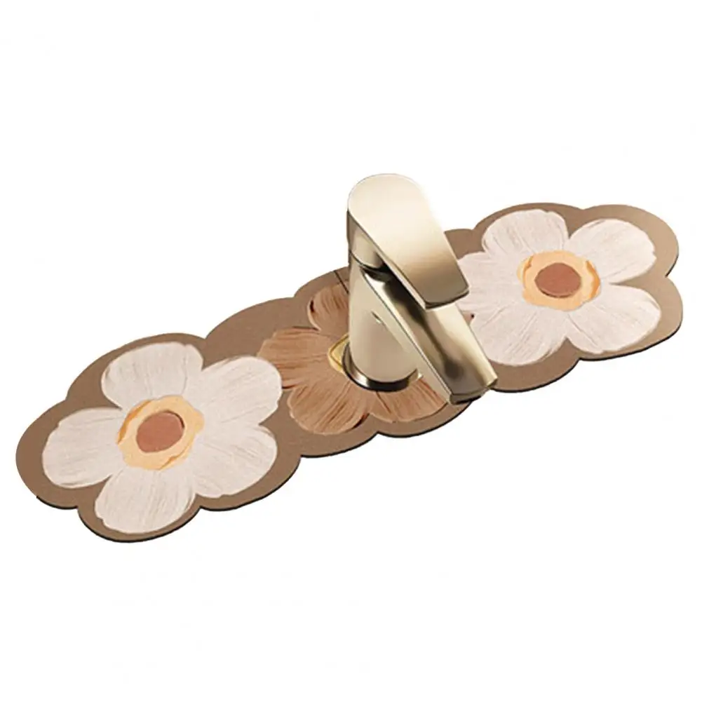 

Faucet Pad Water Absorption Quick Drying Damp-proof Non-slip Flower Pattern Sink Draining Mat Kitchen Accessories