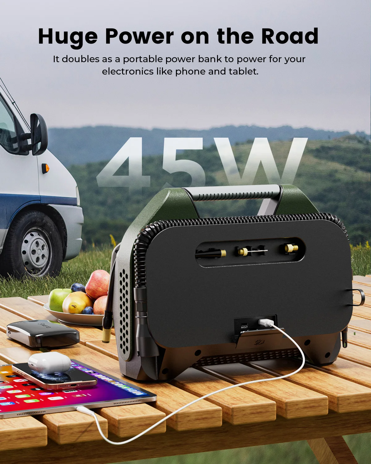 Фото Новый ETENWOLF S7 портативный насос для накачивания шин 38400 мАч большой аккумулятор воздушный компрессор сверхмощный автомобильный воздушный насос автомобильные надувные лодки №5