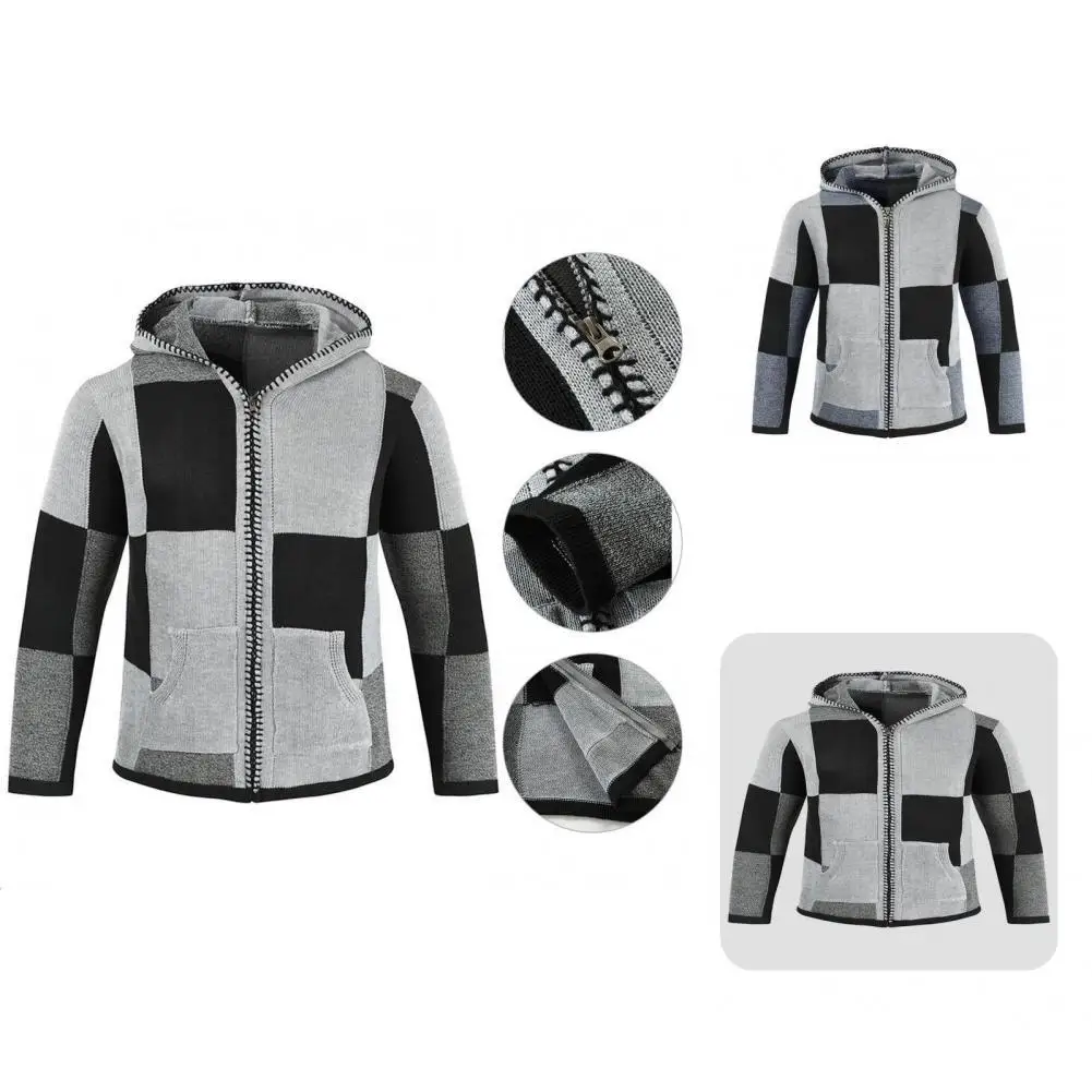 

Trendy Spring Jacket Long Sleeve Hooded Men Sweater Jacket Stretchable Spring Coat