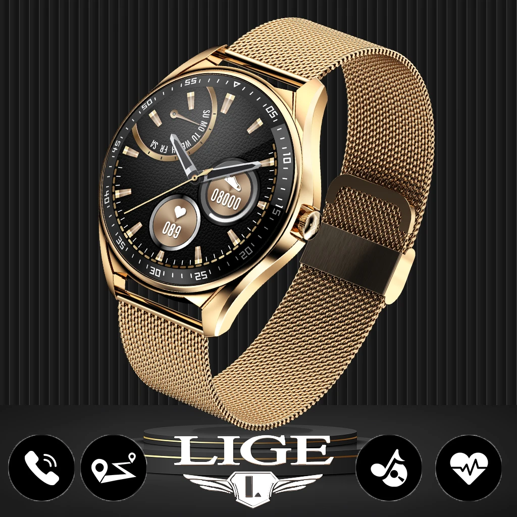 

LIGE Business Smart Watch Dual Bluetooth Chip Calling Smartwatch Gps Track Record Pedometer Wristwatch For Huawei Xiaomi Watches