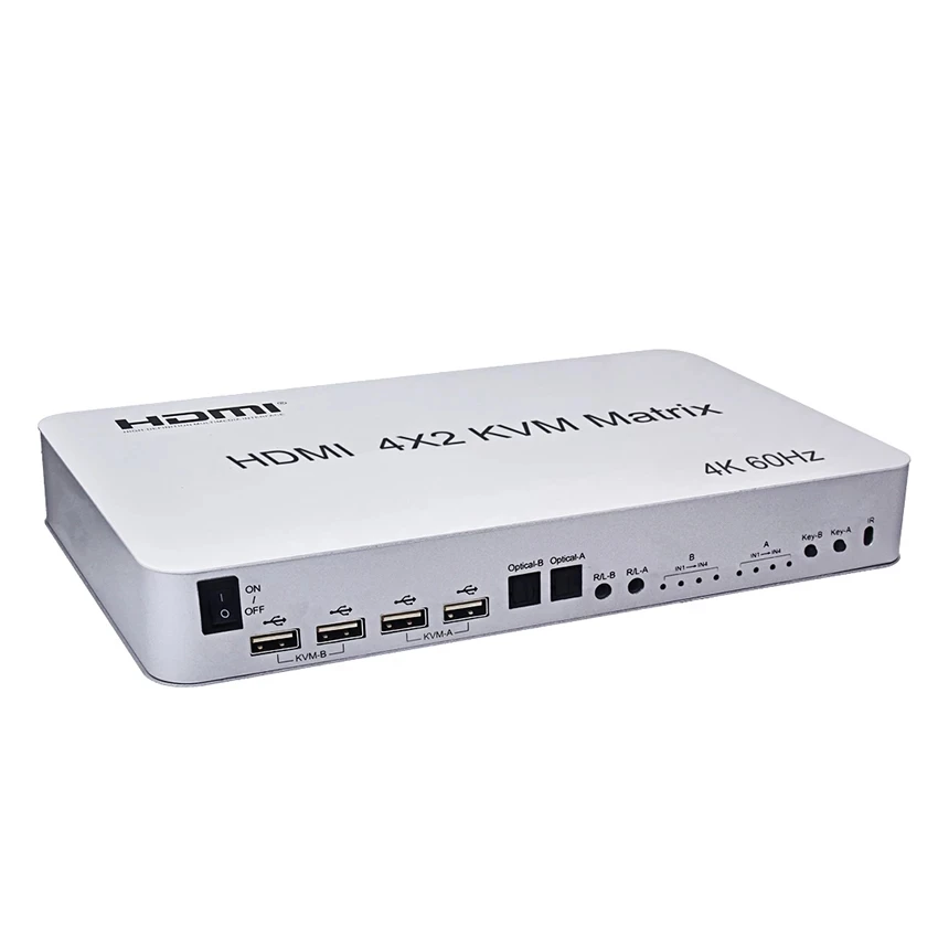 HDMI 2.0 4x2 KVM-матрица двойной дисплей 4K 60 Гц Поддержка 2 USB мыши клавиатуры управления