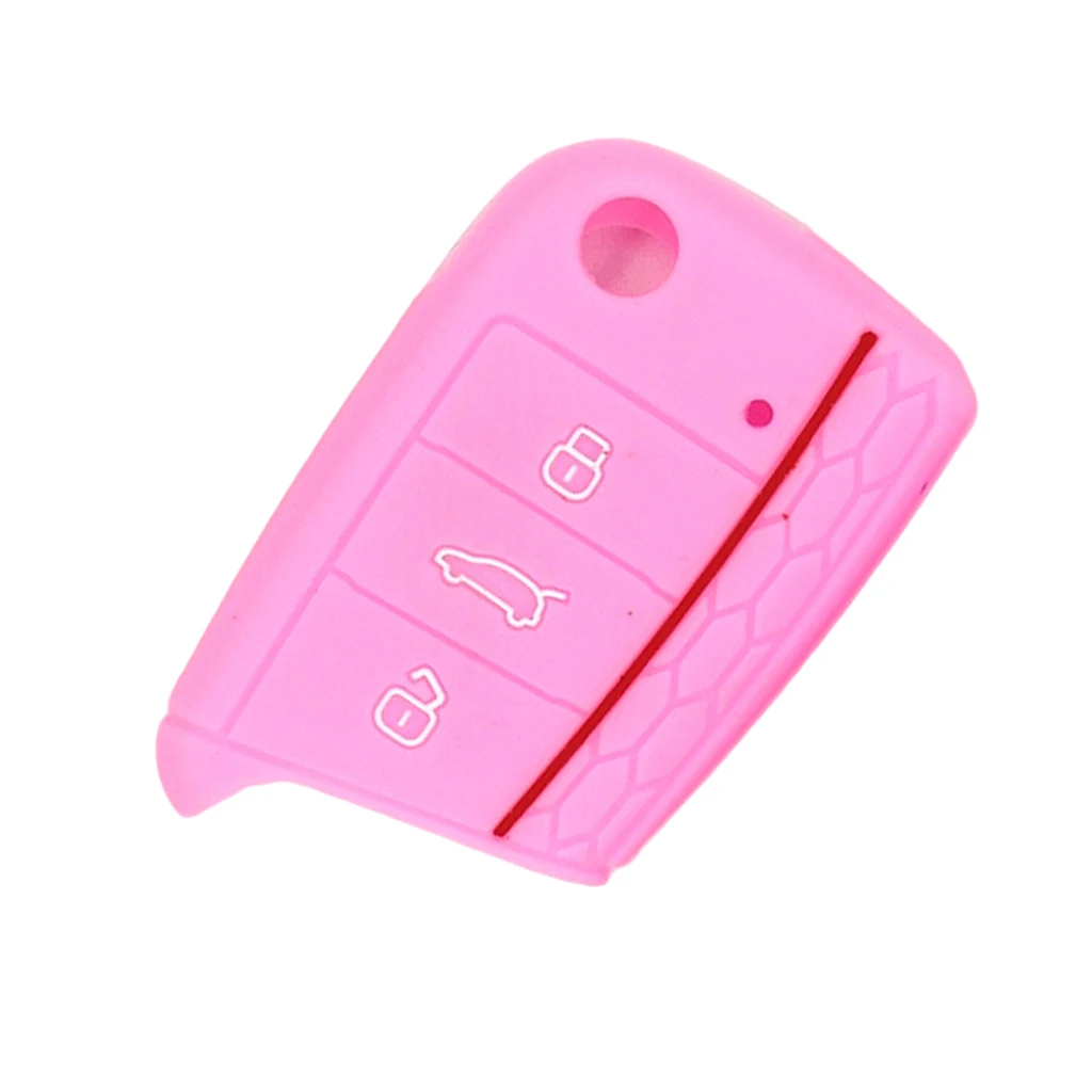 

Key Silicone 3Buttons Protective Case Cover for 2017 Pink