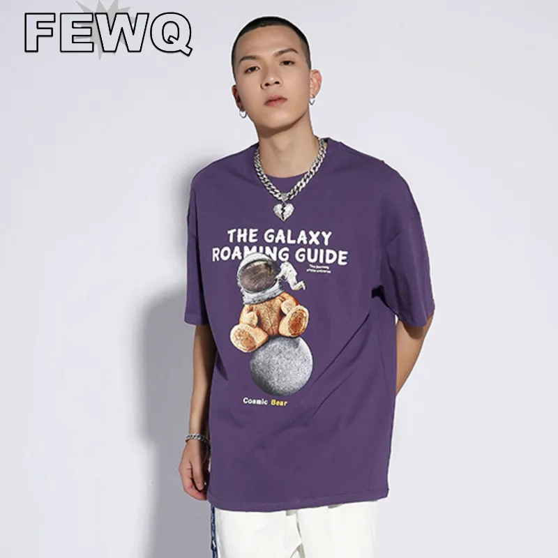 

Мужская футболка с коротким рукавом FEWQ, с мультяшным принтом, пуловеры в американском стиле ретро, весна 2023, новинка, 24B1416