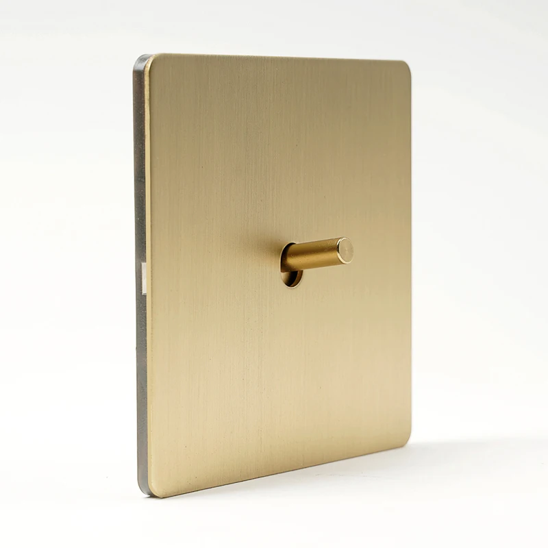 

Gold Stainless Steel Panel Wall Light Toggle Switch 1-4 Gang 2 Way Switch EU USB Socket For Home