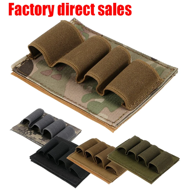 

Outdoor Portable Tactical 4 Round Shotgun Buttstock Shell Bullet Holder Adhesive Strip nylon Pouch Ammo Airsoft Hunting 2022