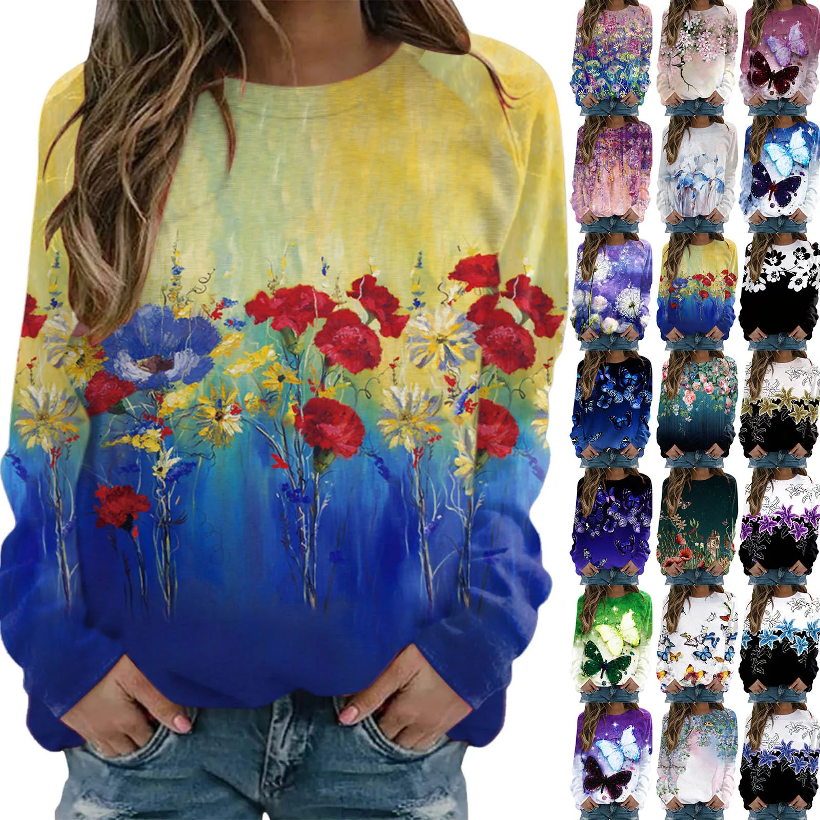 

Ladies Casual Print Fashion Long Sleeve Casual Hoodless Sweatshirt Sweatshirt Jacket Sweatshirt Women Dressy Zip up Hoodie Women