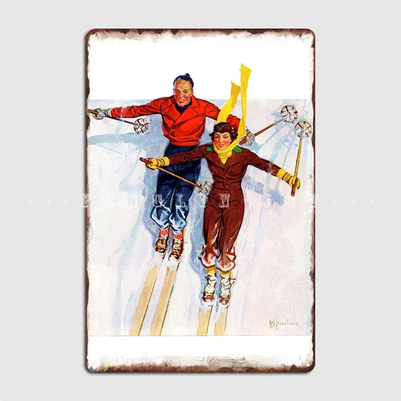 

Ski Metal Sign Personalized Wall Mural Wall Decor Club Bar Tin Sign Poster