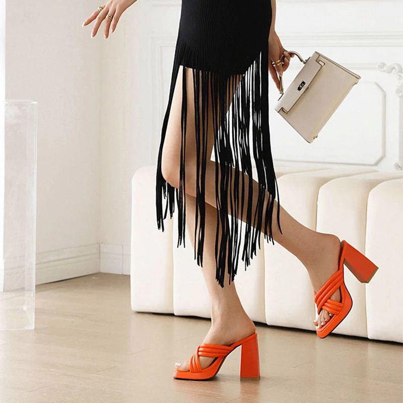 Women New Summer Sandals Green Black White Chunky Heels Sexy Ladies Sandals Casual Peep Toe Plus Size 46 Party Shoes