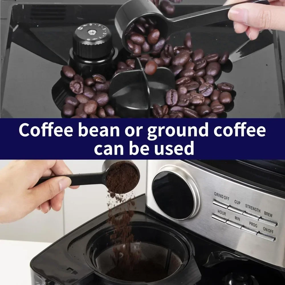 Кофемашина с мельницей для заусенцев 12 чашек черная/нержавеющая сталь фильтром