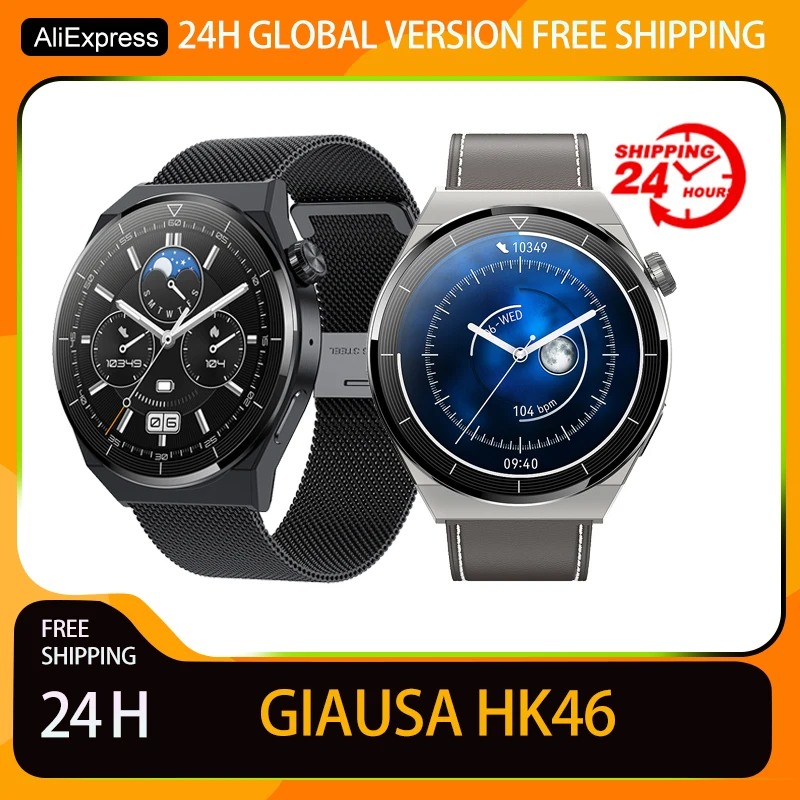 

Мужские Смарт-часы GIAUSA HK46 для спорта, фитнеса, Bluetooth, вызов, голосовой помощник ии, Беспроводная зарядка, пульсометр, водонепроницаемый