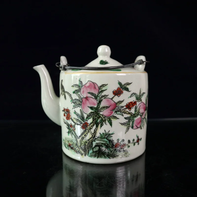 

China Old Porcelain Pastel Figure Pattern Lifting Beam Pot