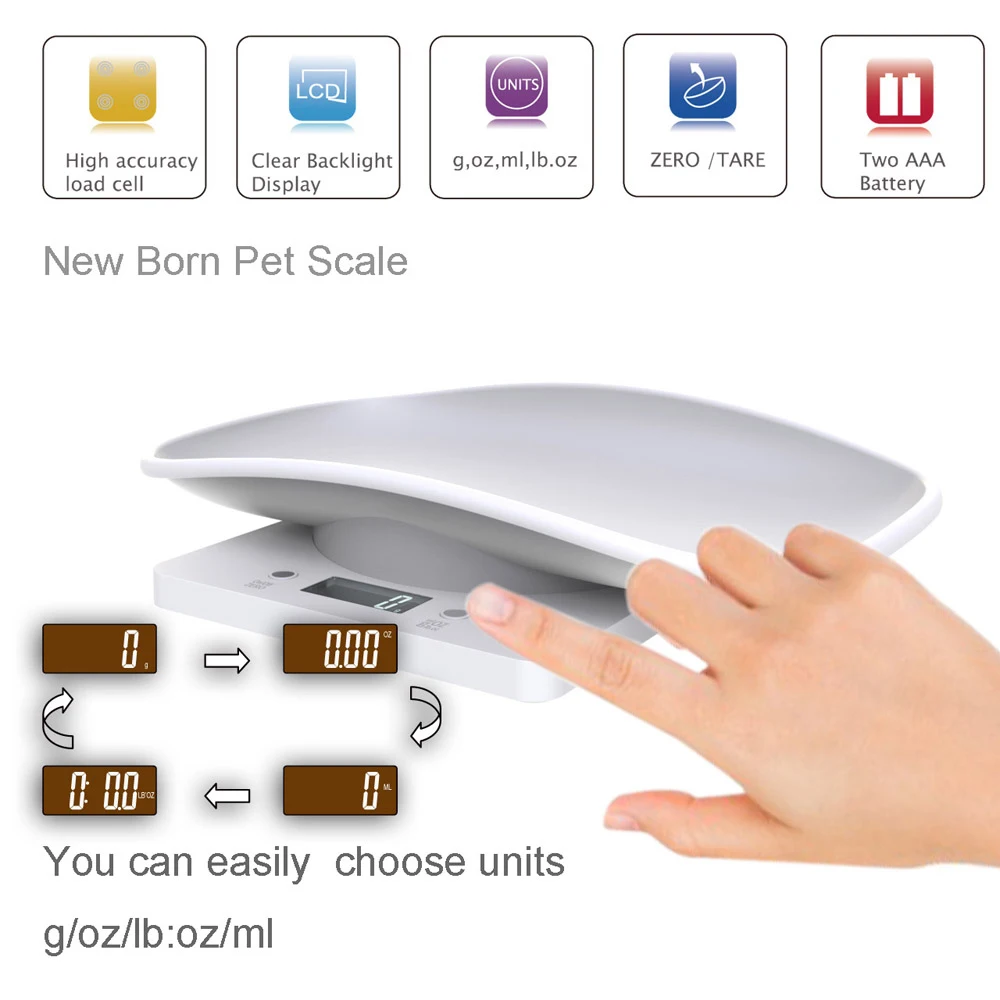 

10KG/1g Mini Electronic Scale Pet Scale Weighing Scale Cat Dog Food Scale Digital Kitchen Scale Baby Scale Suitable For Pets
