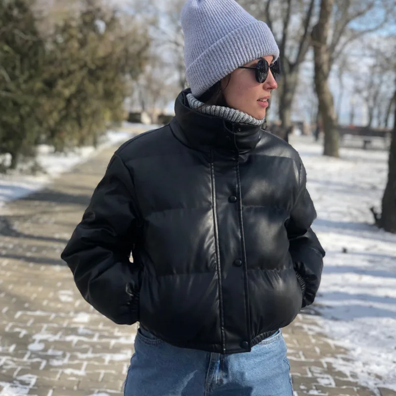 Winter and Autumn Women's Bubble Coat Stand-up Collar Contrast Stitching Slim Slimming Short Thick Down Jacket Mujer Parkas