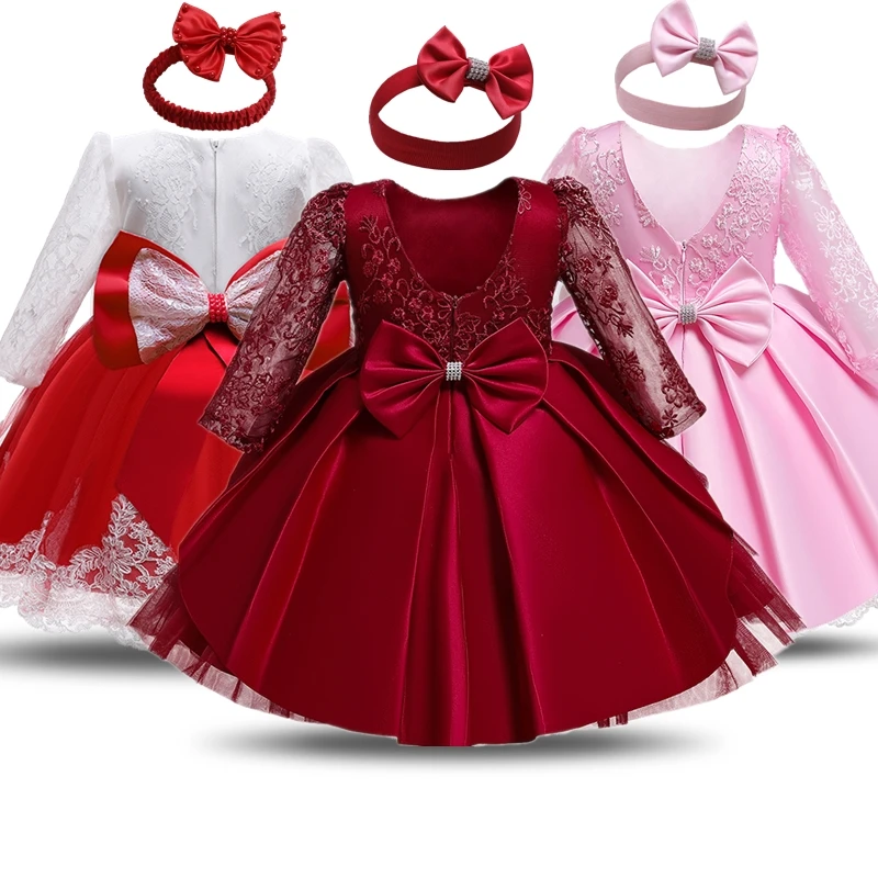 

Baby Girls Christmas Dress for Toddler Girls Long Sleeve Lace Dress Newborn Birthday Prom Vestidos Children New Year Costumes