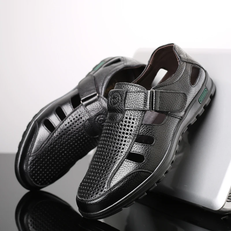 Сандалии мужские коричневые из натуральной кожи дизайнерская Повседневная