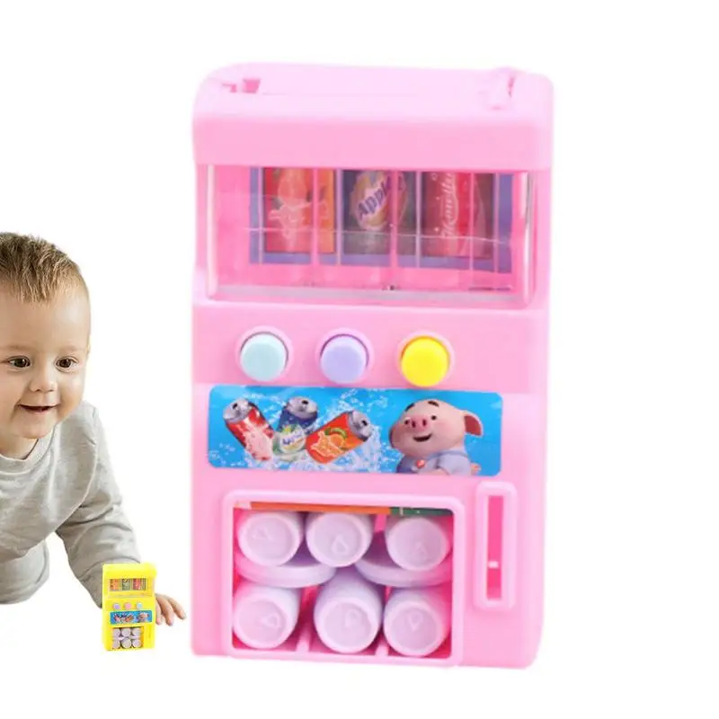 

Simulation Mini Vending Machine Self-Service Beverage Vending Machine With Coins Drinks Play Toys For Children’s Birthday