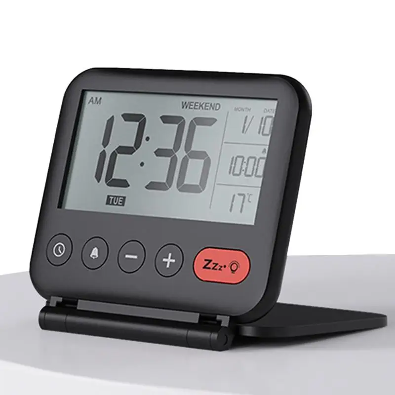 

Folding LCD Digital Alarm Clock Desk Table Weather Station Desk Temperature Travel Ectronic Mini Desktop Mirror Clocks
