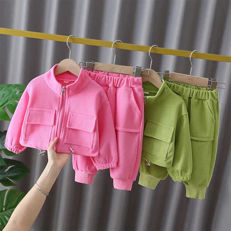 

Children's Clothing Set Spring and Autumn New Fashion Korean Edition Girls' Baby Jacket Pants Casual Two Piece Set 2-7Y