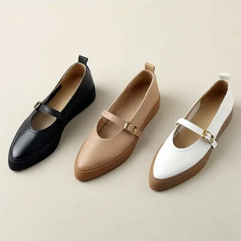 2025 новые кожаные туфли Мэри Джейн на платформе женская модная повседневная обувь