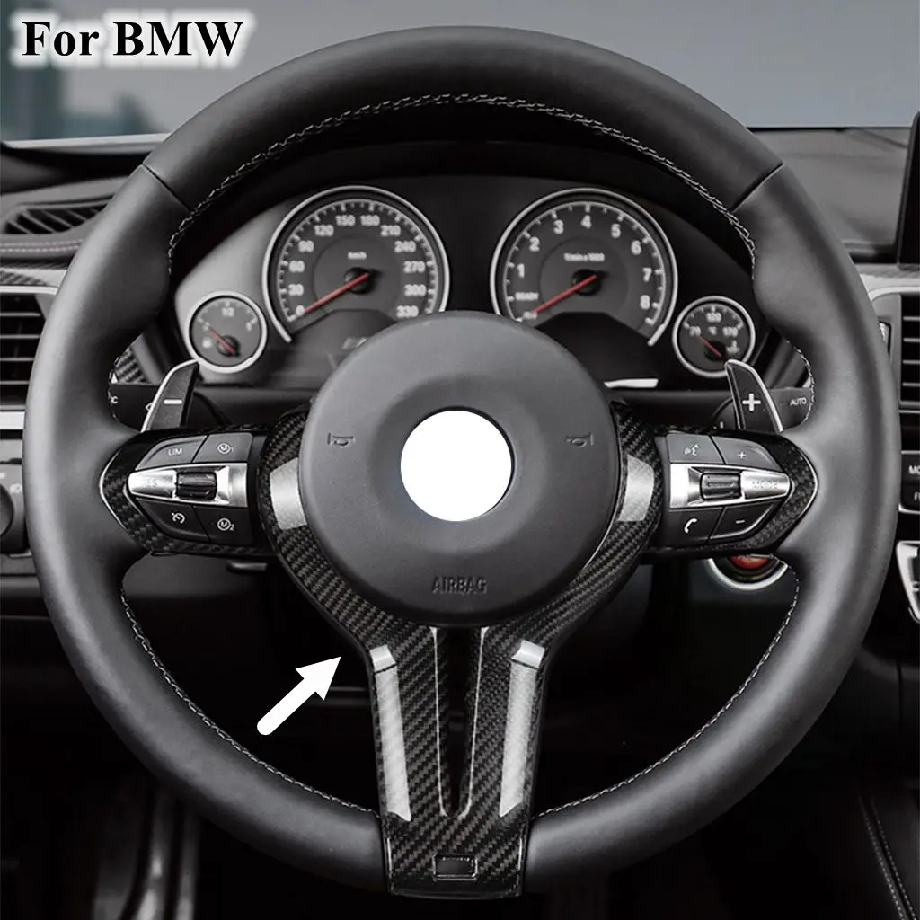 

Car Styling Real Carbon Fiber Steering Wheel Trim Cover Decorative Sticker For BMW M SportVersion M2 M3 M4 M5 M6 X5M X6M F82 F83