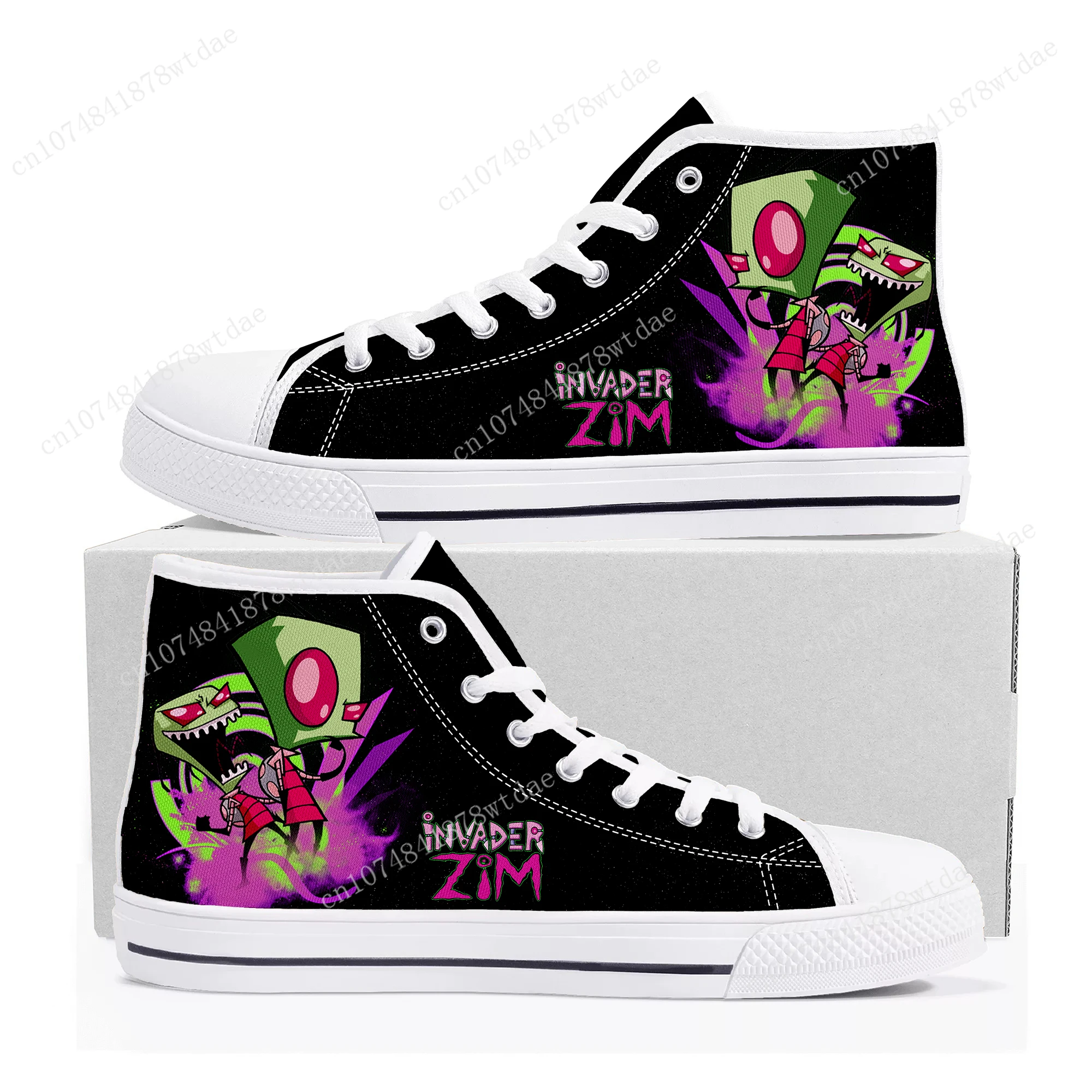 

Zim High Top Sneakers Mens Womens Teenager Invader High Quality Canvas Sneaker Anime Cartoon Comic Manga Couple Customized Shoes