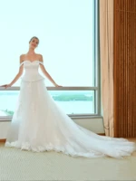 dressv elegant off the shoulder wedding dress a line appliques sleeveless floor length bridal outdoor church wedding dresses