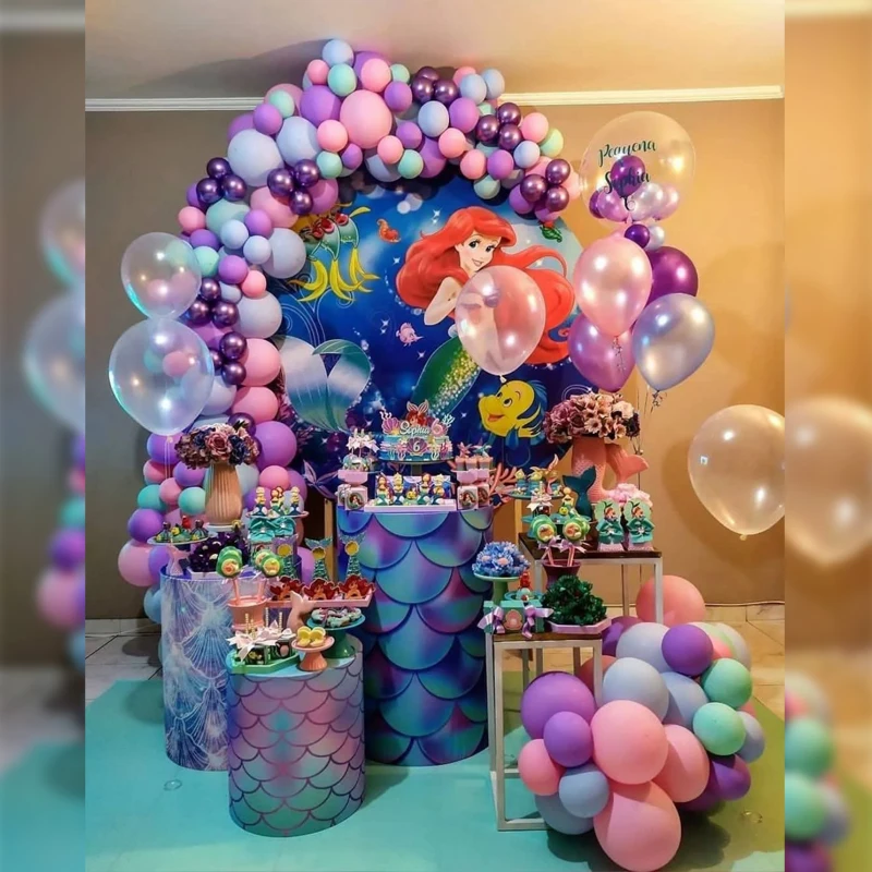 

130pcs Disney Mermaid Theme Garland Arch Balloons Kit Birthday Party Decorations for Girls Purple Green Balloons Party Supplies