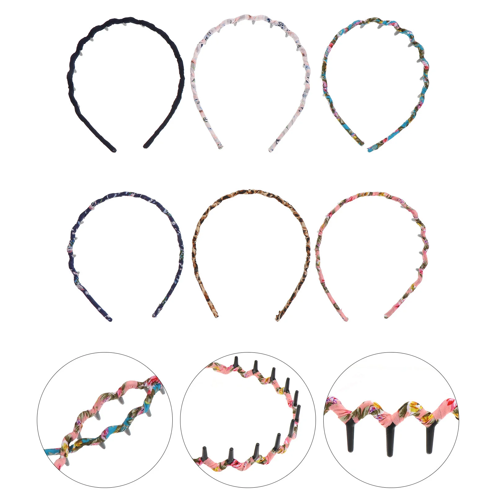 

6pcs Stylish Hair Hoops Girl Headdress Creative Girl Wave Shaped Hair Hoops