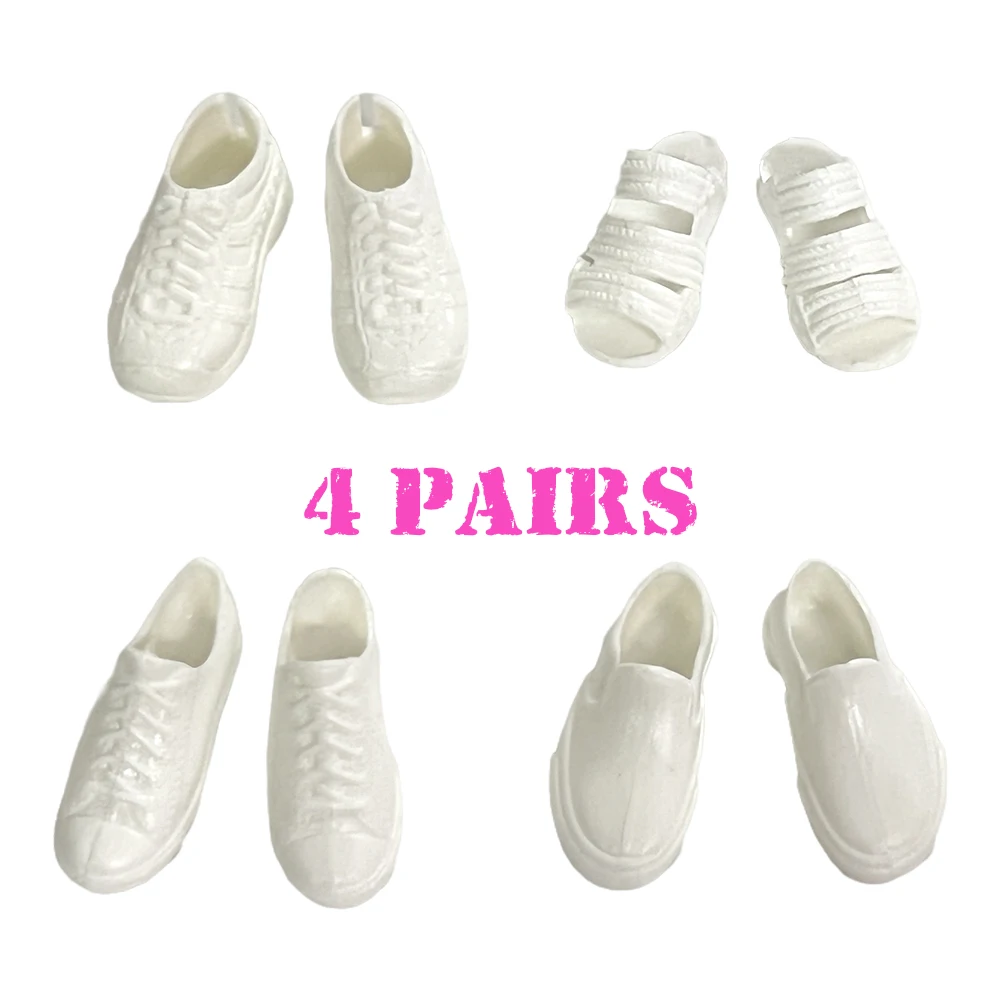 

NK 4 Pcs New Boy fashion Casual Flat Shoes For Ken DOLL For Barbie Doll boy friend Doll white shoes 1/6 Toy accessories