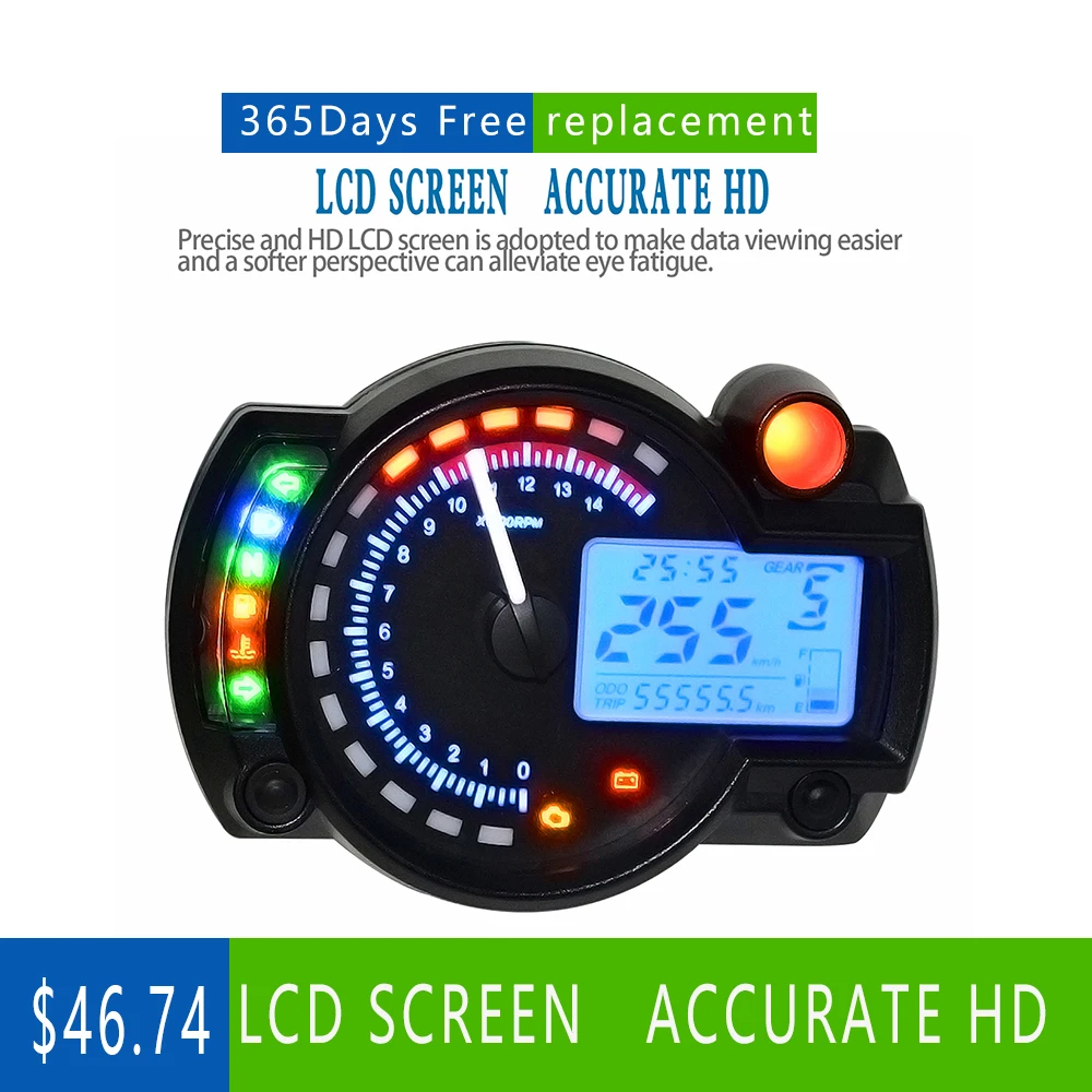 

Motorcycle Modified Gauge 12V LED Oil Meter LCD Screen Tachometer Speedometer Odometer Motorbike Motorcycle Parts Instruments