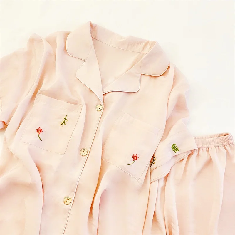 Pajamas Women Short Sets Cute Flower Nighty T-Shirt  Homewear Cozy Big Size Pijamas kawaii Sweet Designer Clothing Women Pijamas