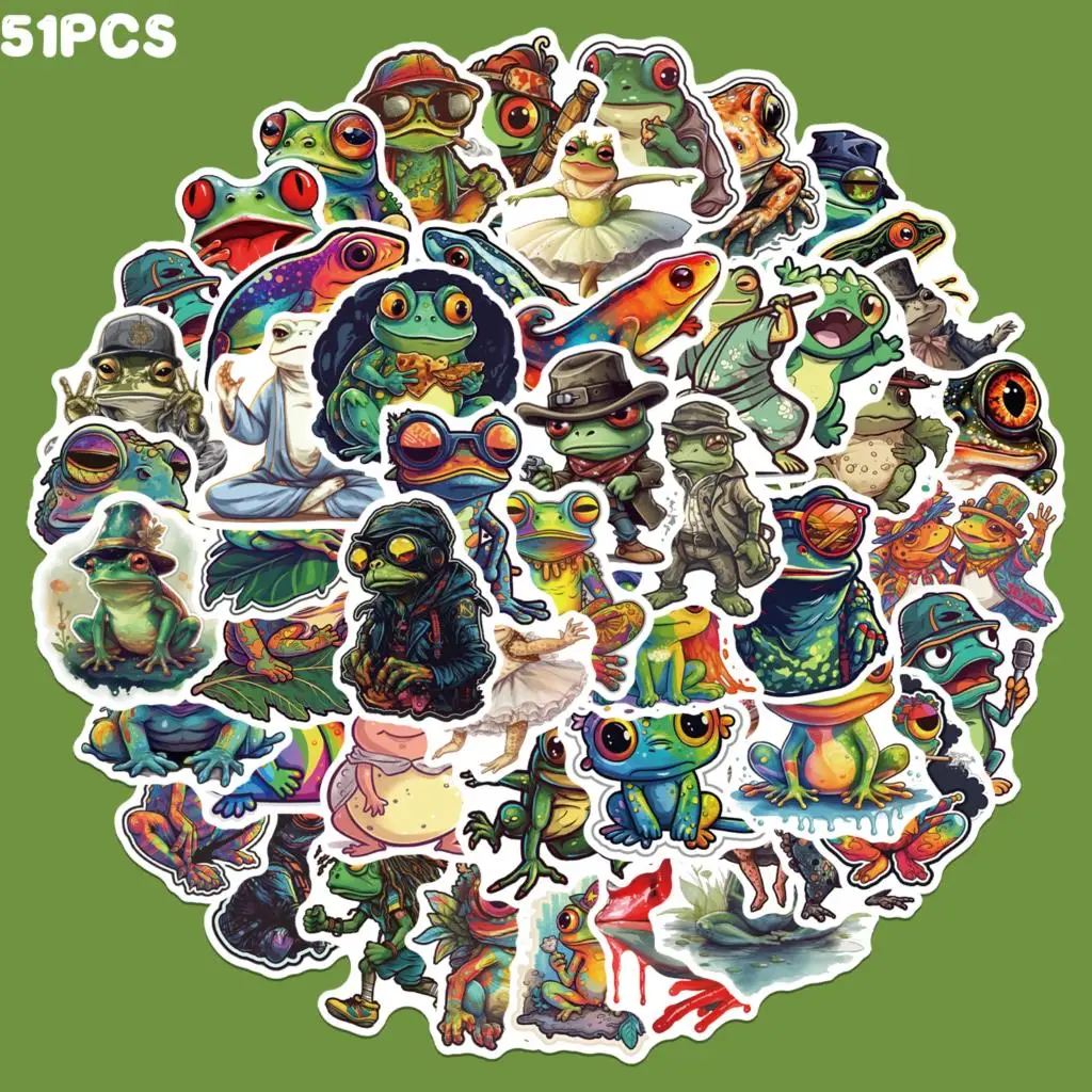 

10/50PCS Colorful Peace Frog Stickers Funny Cartoon Decals Waterproof Laptop Luggage Guitar Skateboard Cars Phone Stickers