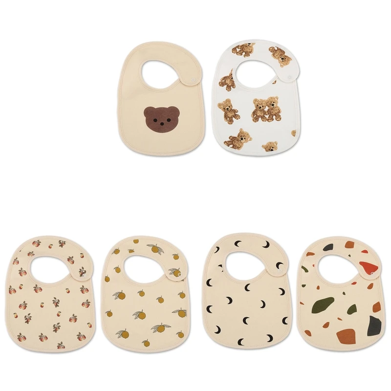 

2Pcs Baby Feeding Drool Bib Cartoon Print Waterproof Saliva Towel Scarf Bandana