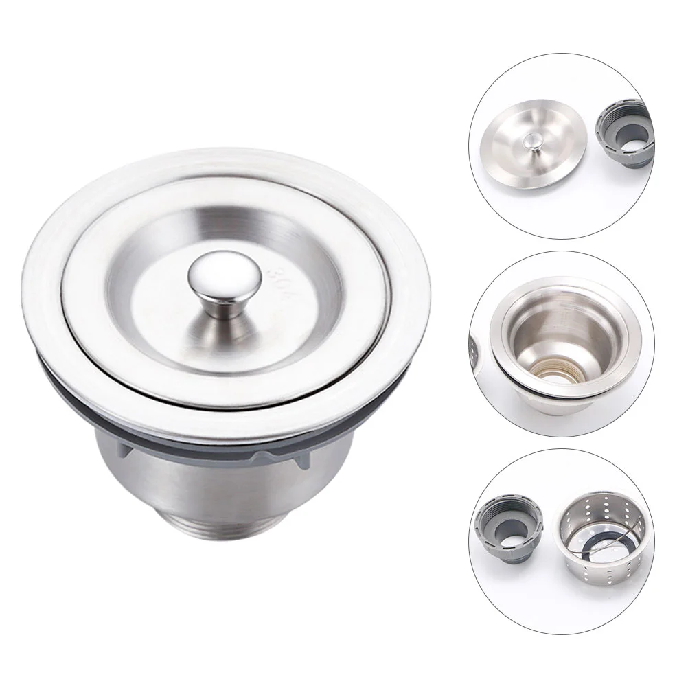 

Sink Drain Kitchen Strainer Basket Assembly Kit Stopper Basin Plugchain Stainless Steel Filter Net
