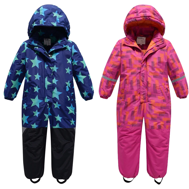 22Boy Girls One Piece Ski Suit Children Jumpsuit Winter Warm Snowmobile Waterproof Snowsuit Insulated Kid Ski Tracksuit Clothes