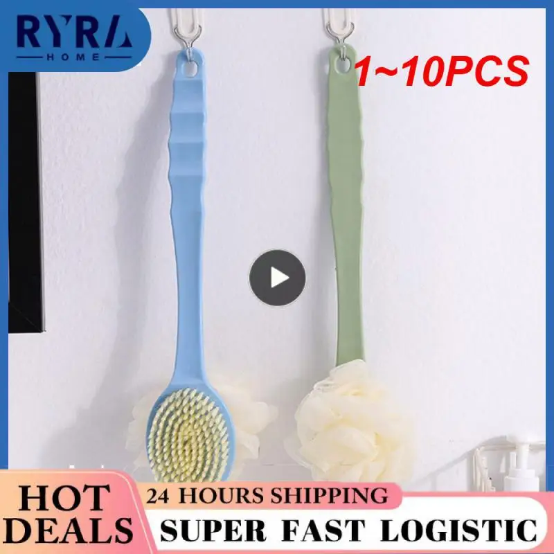 

1~10PCS Soft Hair Massage Bath Brush Long Handle Back Rub Brush 2 In 1 Bath Brush with Bath Ball Bath Brush Double Side Scrub