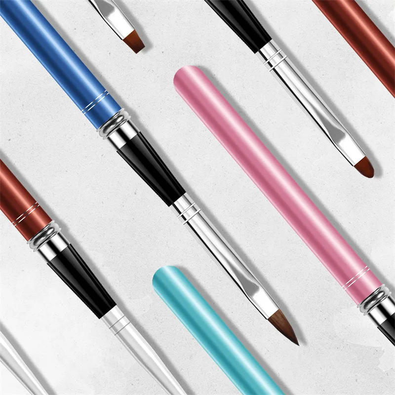 

2Pc Nail Brushes Metal Handle Detachable Phototherapy Pen Line Drawing Pen For Nail Art Painting Designs Manicure Tools Supplies