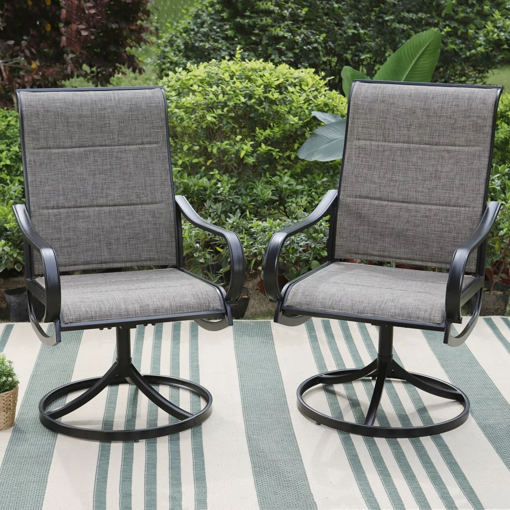 S With Padded Textilene&rocking Motion, Black&gray, Garden Furniture ,simple And Modern