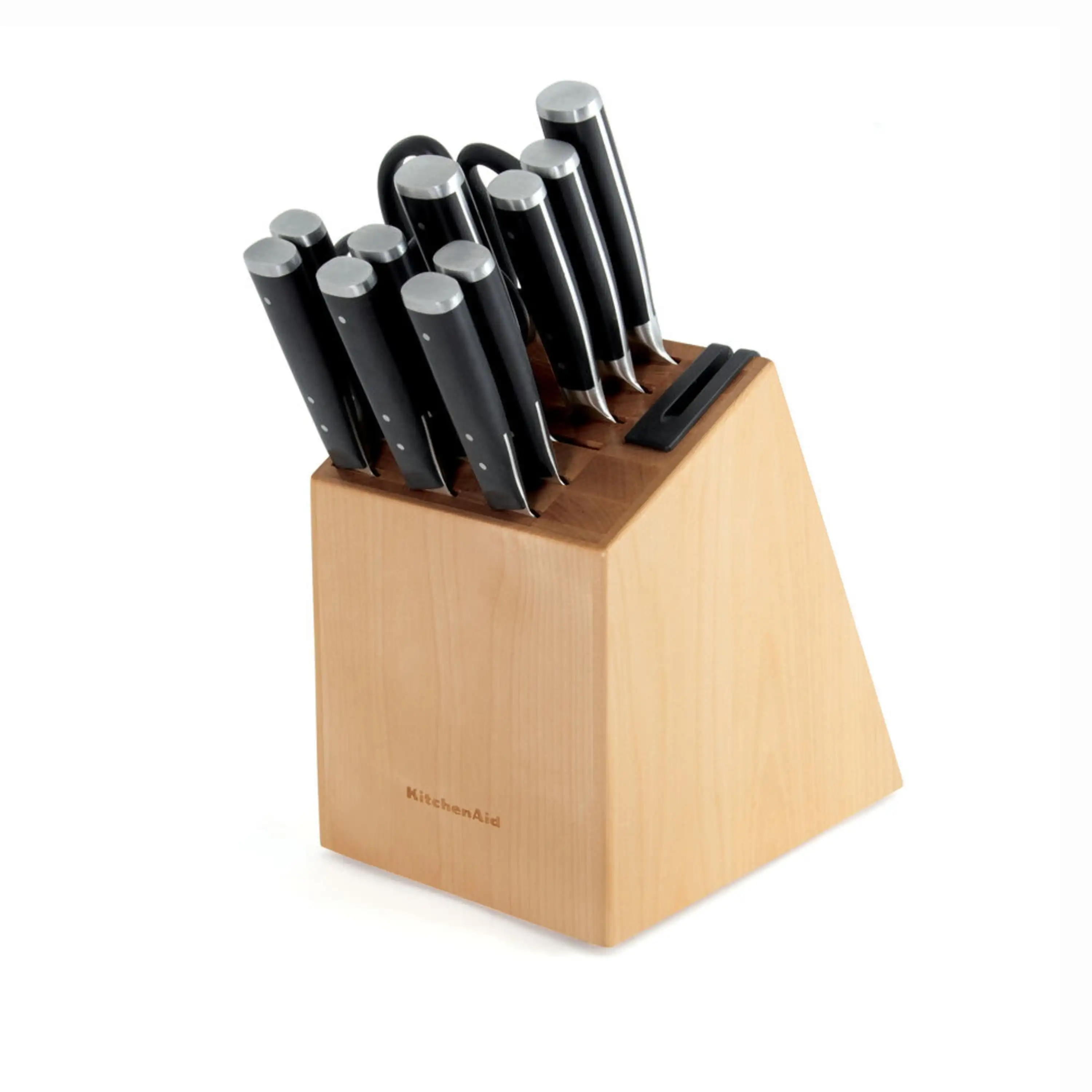 

Gourmet 14-piece Forged Tripe-Rivet Knife Block Set with -In Sharpener, Natural