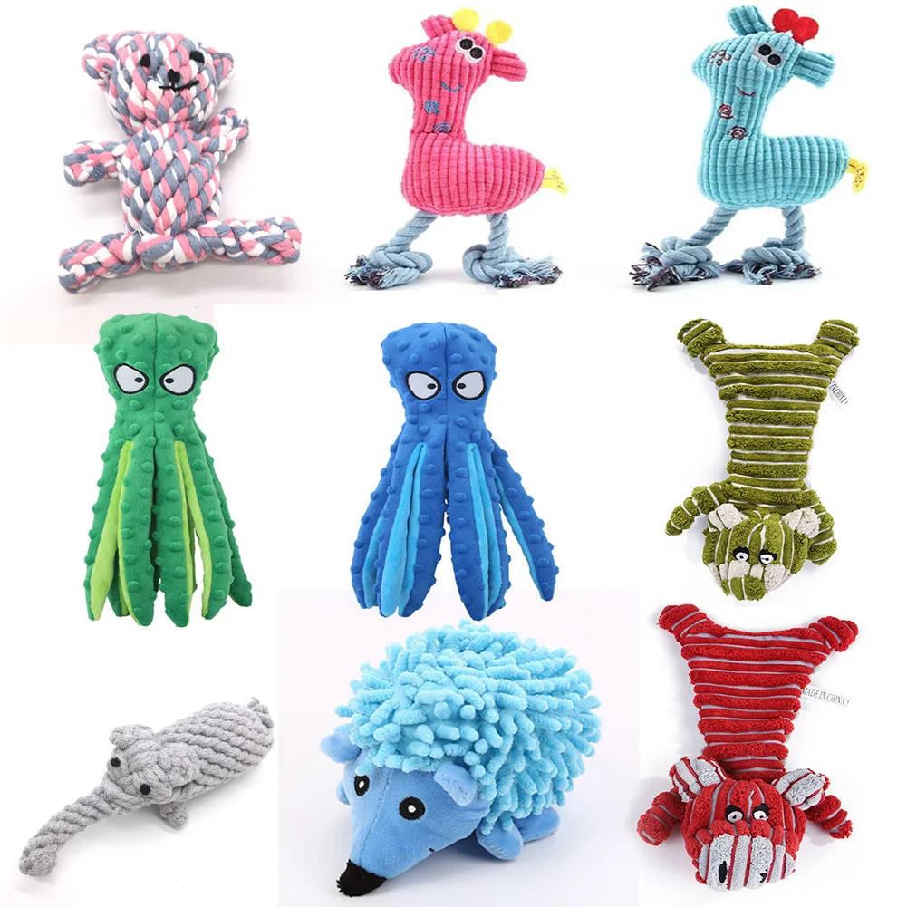 

Animals Shape Octopus Giraffe Dog Chew Toy Plush Squeaker Dog Toys Interactive Puppy Training Teething Toys Tortoise Squeaky