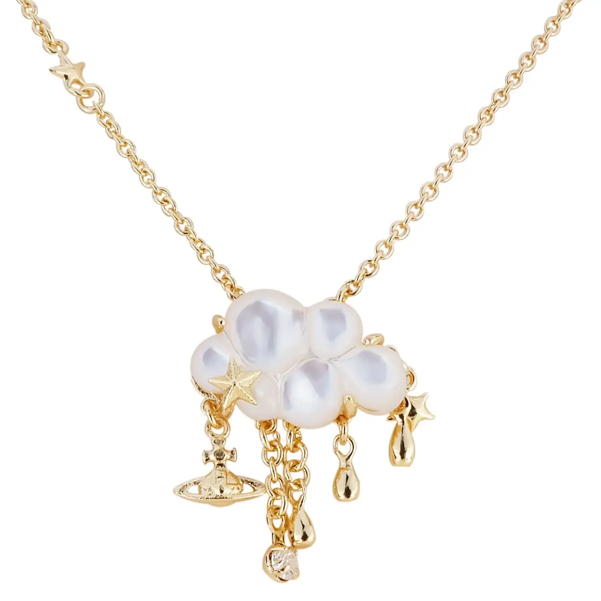 

Vivienne West Queen Natural Fritillary Cloud Saturn Clavicle Necklace For Fashion Women Jewelry Punk Style Lock Pendant Chain