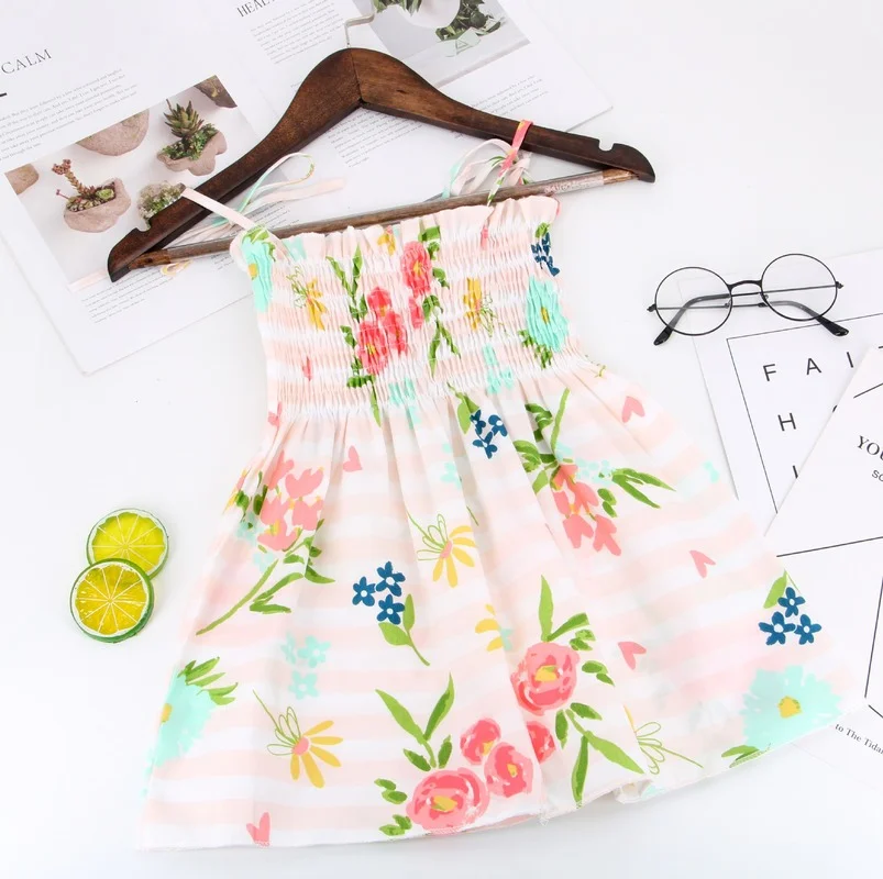 2022 Summer Girls Sleeveless Floral Sundress Dresses for Girls Kids Casual Clothes Cotton Toddler Baby Girl Pageant Beach Dress