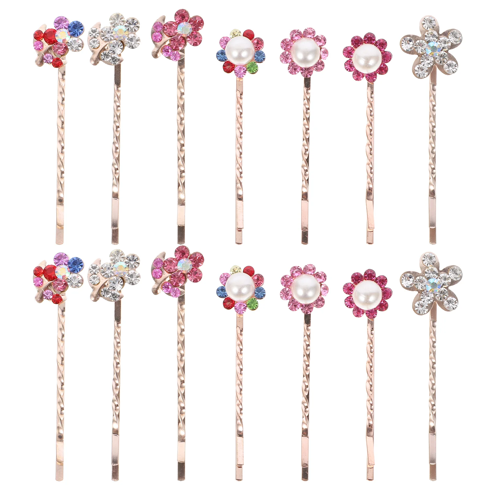 

Hairflower Bobby Crystal Rhinestone Clip Pearl Gold Accessoriesclips Girls Minimalist Sun Hairpin Barrette Side Color Leaf Alloy