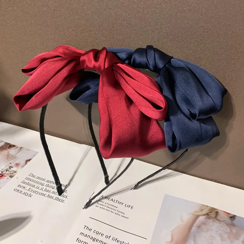 

New Fashion Big Bow Hair Bands Women Elegant Velvet Headbands Headwear Girls Satin Solid Color Bowknot Hairband hair Accessories