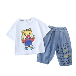 Boys And Girls Cotton Summer Suit 2022 New Baby Kids Short-Sleeved Cartoon T-shirt + Shorts 2pcs Sets Children's Clothing Suits
