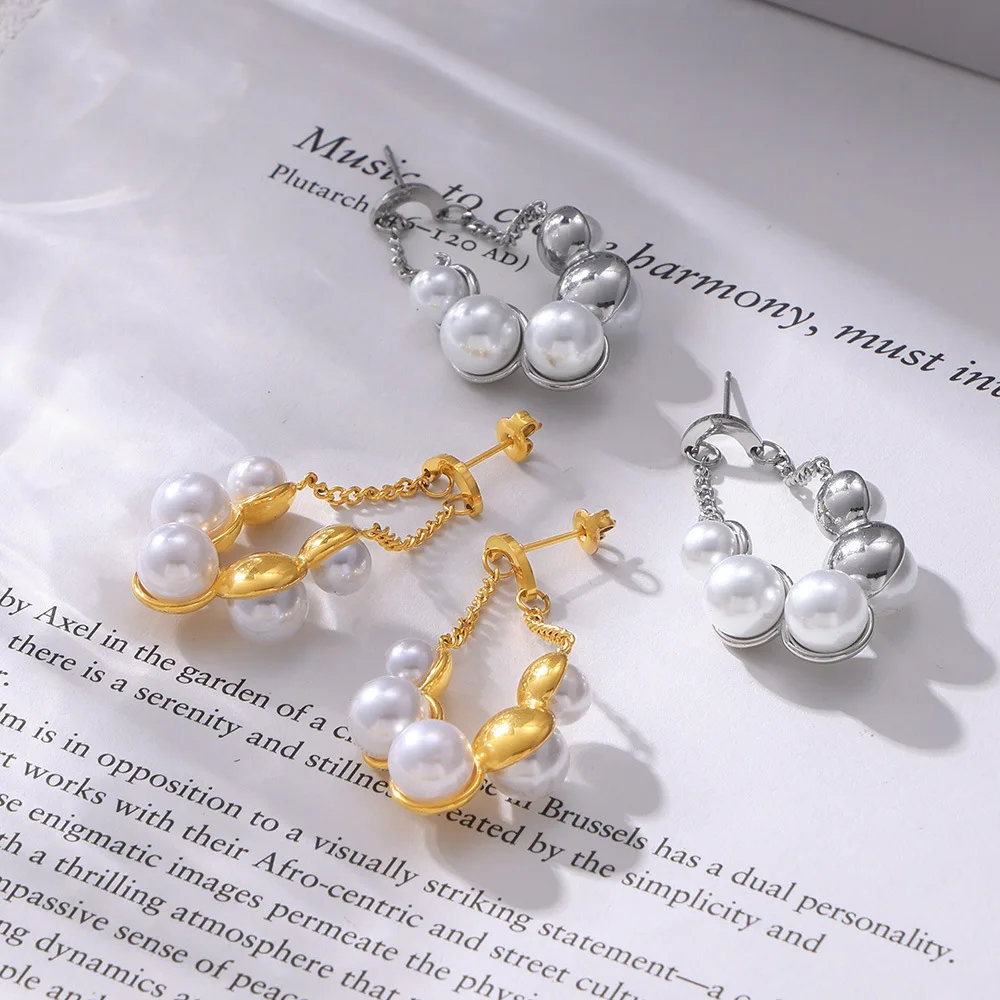 Уникальные круглые серьги для женщин винтажный кулон с жемчугом из нержавеющей