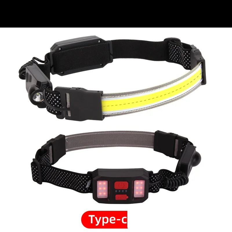 COB LED Headlamp 270° Wide Angle 5 Lighting Modes Headlight Weatherproof with Built-in Battery USB Rechargeable Flashlight Work enlarge